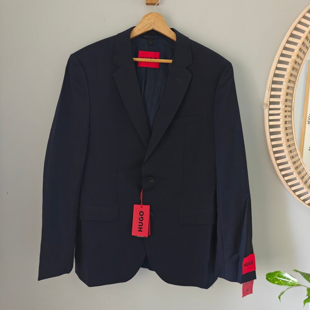 NWT HUGO Boss JefferyM204X Navy Blue Wool Blazer Sport Coat Men's Jacket 40R